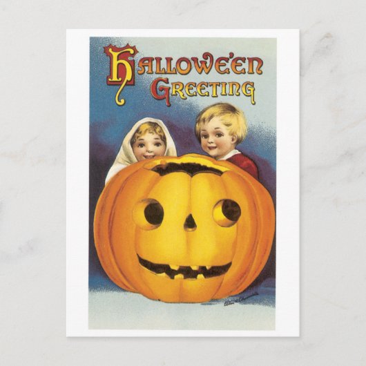 Carte Postale Halloween à l'ancienne, Jack-o-lanterne (Devant)