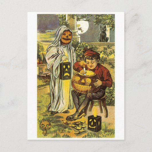 Carte Postale Halloween à l'ancienne, Jack-o-lanterne (Devant)