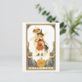 Carte Postale Halloween à l'ancienne, sorcière (Debout devant)