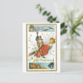 Carte Postale Halloween à l'ancienne, sorcière (Debout devant)