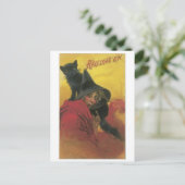 Carte Postale Halloween à l'ancienne, sorcière avec chat noir (Debout devant)