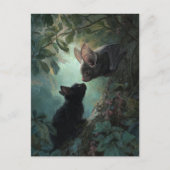 Carte Postale Halloween Adorable Kitten rencontre Bat (Devant)