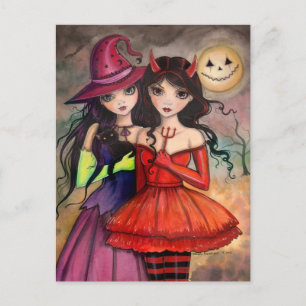Carte postale Halloween Art gothique sorcière et d