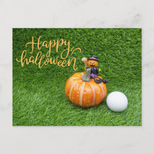 Carte Postale Halloween au golfeur avec balle de golf