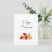 Carte Postale Halloween Automne Feuilles Élégante Typographie (Debout devant)