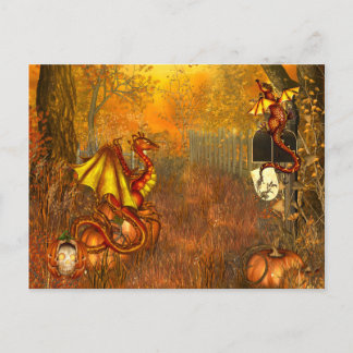 Carte postale Halloween avec Dragons d'horreur