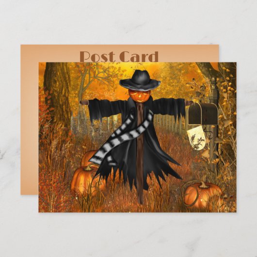 Carte postale Halloween avec épouvantail effrayant (Devant / Derrière)