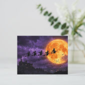 Carte Postale Halloween avec Lune et Sorcière (Debout devant)