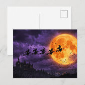 Carte Postale Halloween avec Lune et Sorcière (Devant / Derrière)