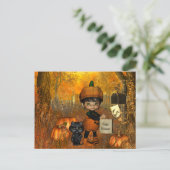 Carte postale Halloween avec petit garçon et citro (Debout devant)