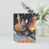 Carte Postale Halloween Bat Flying Squirrel Hybrid with Candy (Debout devant)