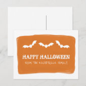 Carte postale Halloween Bats Aquarelle Blanc Orang (Devant / Derrière)