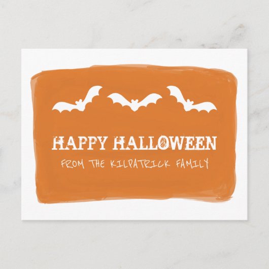 Carte postale Halloween Bats Aquarelle Blanc Orang (Devant)