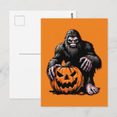 Carte Postale Halloween Bigfoot Citrouille Peur (Devant / Derrière)