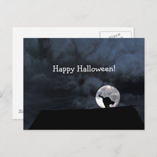 Carte postale Halloween Black Cat (Devant / Derrière)