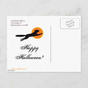 Carte postale Halloween Black Cat Flying School