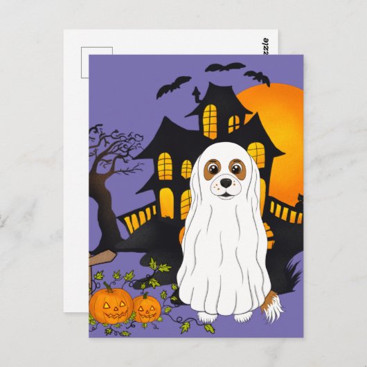Carte Postale Halloween Blenheim Cavalier Ghost (Devant / Derrière)