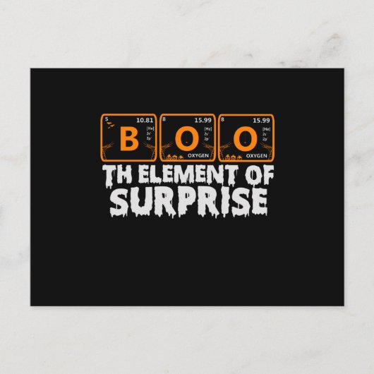 Carte Postale Halloween BOO effrayant Éléments primaires de surp (Devant)