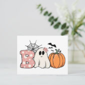 Carte Postale Halloween Boo Ghost Citrouille Bats Cobweb (Debout devant)