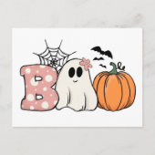 Carte Postale Halloween Boo Ghost Citrouille Bats Cobweb (Devant)