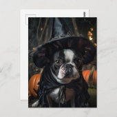 Carte postale Halloween Boston Terrier Dog (Devant / Derrière)