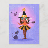 Carte Postale Halloween Brown sorcière de cheveux Lavande et ros (Devant)