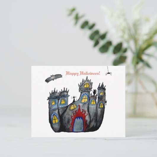 Carte postale Halloween Castle happy Halloween (Debout devant)