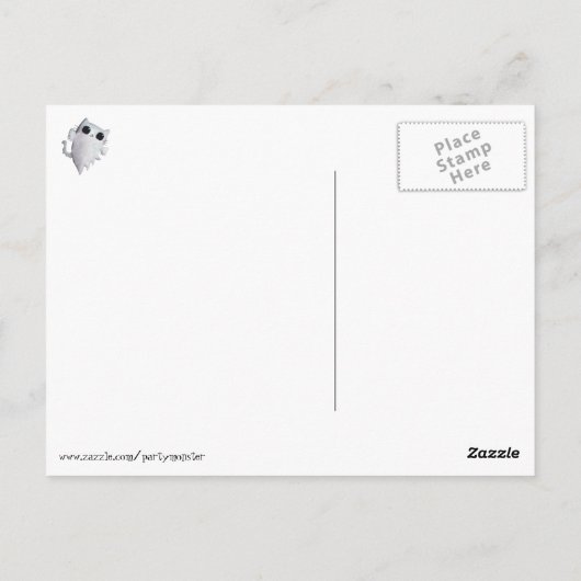 Carte Postale Halloween chat fantôme mignon (Dos)