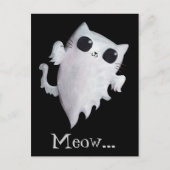 Carte Postale Halloween chat fantôme mignon (Devant)