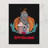 Carte Postale Halloween chat Happy Halloween (Devant)