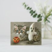 Carte postale Halloween Chat Kitten Ghost Art Citr (Debout devant)