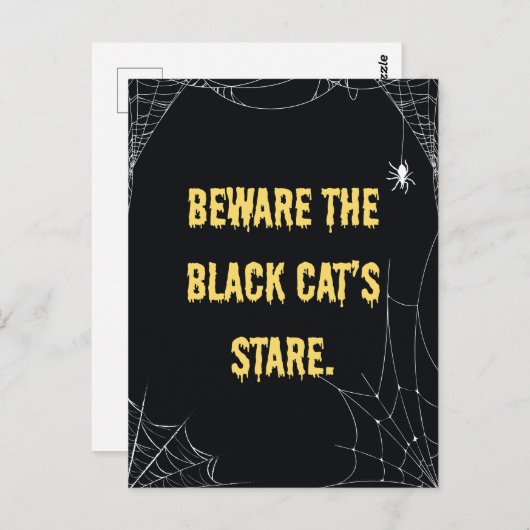 Carte Postale Halloween Chat Moderne (Devant / Derrière)