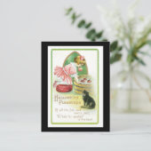 Carte Postale Halloween Chat noir et fille (Debout devant)