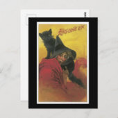 Carte Postale Halloween Chat noir et sorcière (Devant / Derrière)