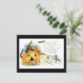 Carte Postale Halloween Chat noir et souris (Debout devant)