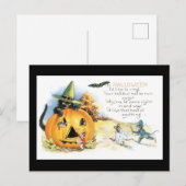 Carte Postale Halloween Chat noir et souris (Devant / Derrière)