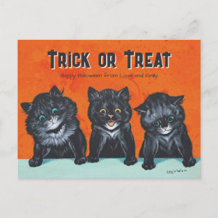 Carte Postale Halloween Chats noirs excités Louis Wain CC1286