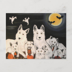 Carte Postale Halloween Chien blanc Allemand Berger Famille de C
