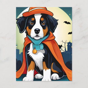 Carte Postale Halloween Chien de Montagne Bernese