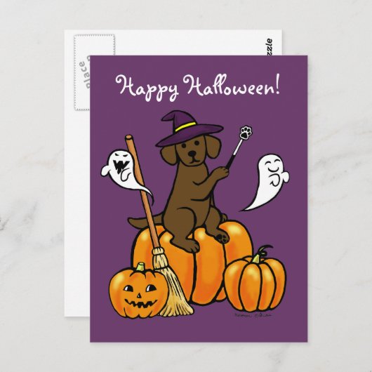 Carte Postale Halloween Chocolat Labrador Carton 2 (Devant / Derrière)
