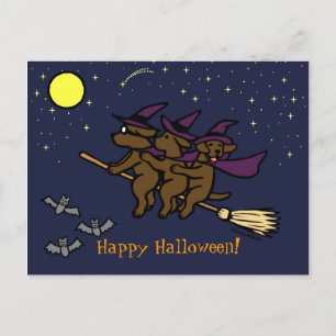 Carte Postale Halloween Chocolate Labrador Riders!