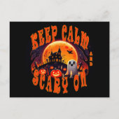 Carte Postale Halloween cimetière mignon Fantôme et Jack-O Lante (Devant)