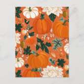 Carte Postale Halloween citrouille, Botanique Orange Vert Automn (Devant)