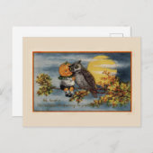 Carte Postale Halloween Citrouille Boy Owl Branche Arbre Lune Vi (Devant / Derrière)