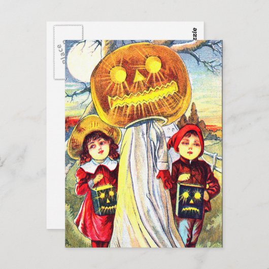 Carte Postale Halloween Citrouille Ghost (Devant / Derrière)