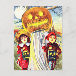 Carte Postale Halloween Citrouille Ghost