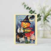 Carte Postale Halloween Citrouille Head Fairy! (Debout devant)