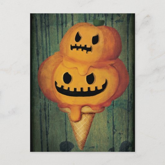 Carte Postale Halloween Citrouille Ice Cream Cone (Devant)