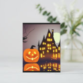 Carte Postale Halloween citrouille mignon et maison A.I. fun (Debout devant)
