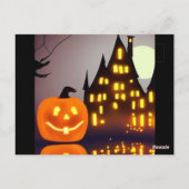 Carte Postale Halloween citrouille mignon et maison A.I. fun (Dos)